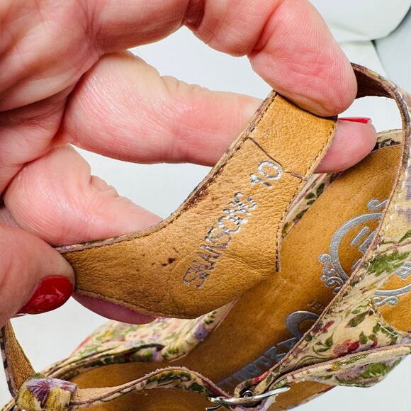 Jeffrey Campbell Swansong Floral Platform Wedge Heels T-Strap Size 10 - Picture 12 of 15